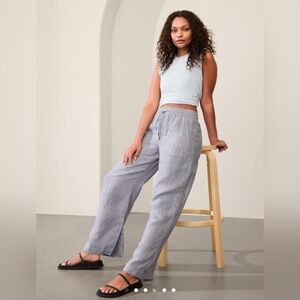 NWT Athleta Retreat Linen Mid Rise Wide Leg Pant - XS Storm Cloud 🩶🌩️